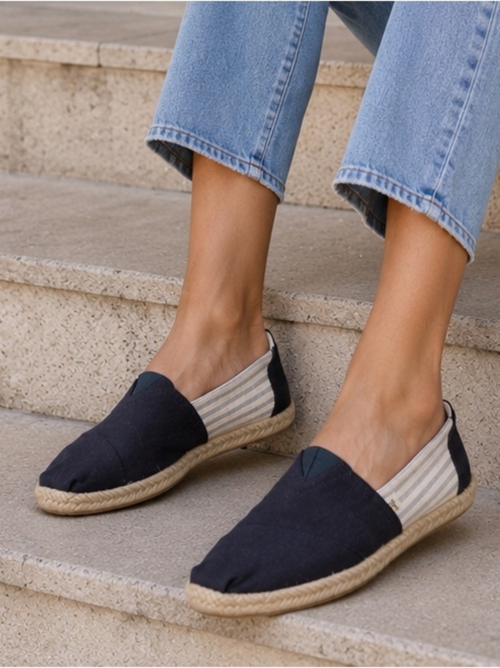 Toms Black Canvas Slip-On Espadrilles